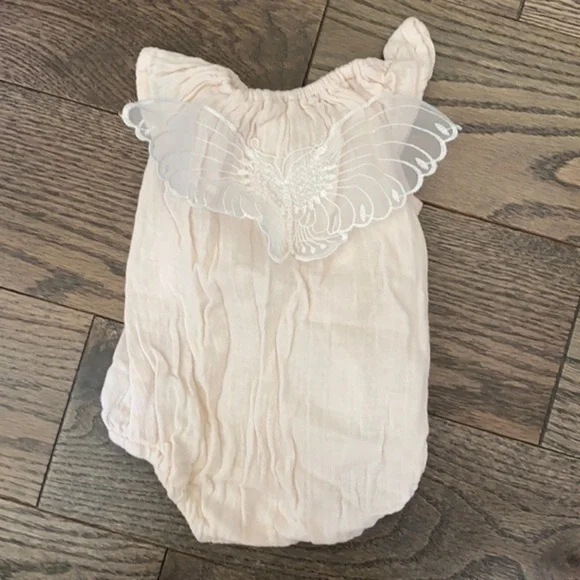 Alex & ant 0-3 body romper detail lace wings baby girl gift beige cream summer - Picture 1 of 3